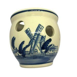 Painted Crocus Planter/Pot Windmill, PLANTER, bulb pot w/holes, windmill, house,